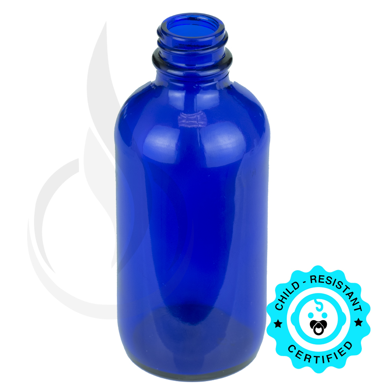4oz Cobalt Blue Glass Boston Round Bottle 22-400
