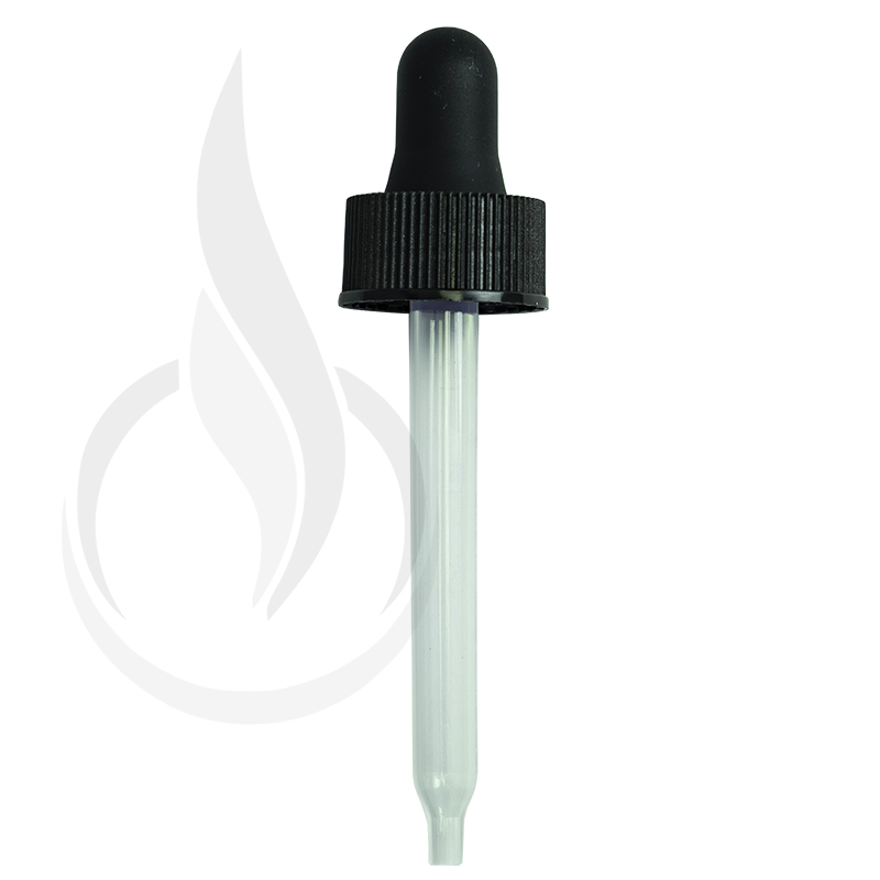 NON CRC Dropper - Black w/Measurement Markings on PP Plastic Pipette - 66mm 20-400