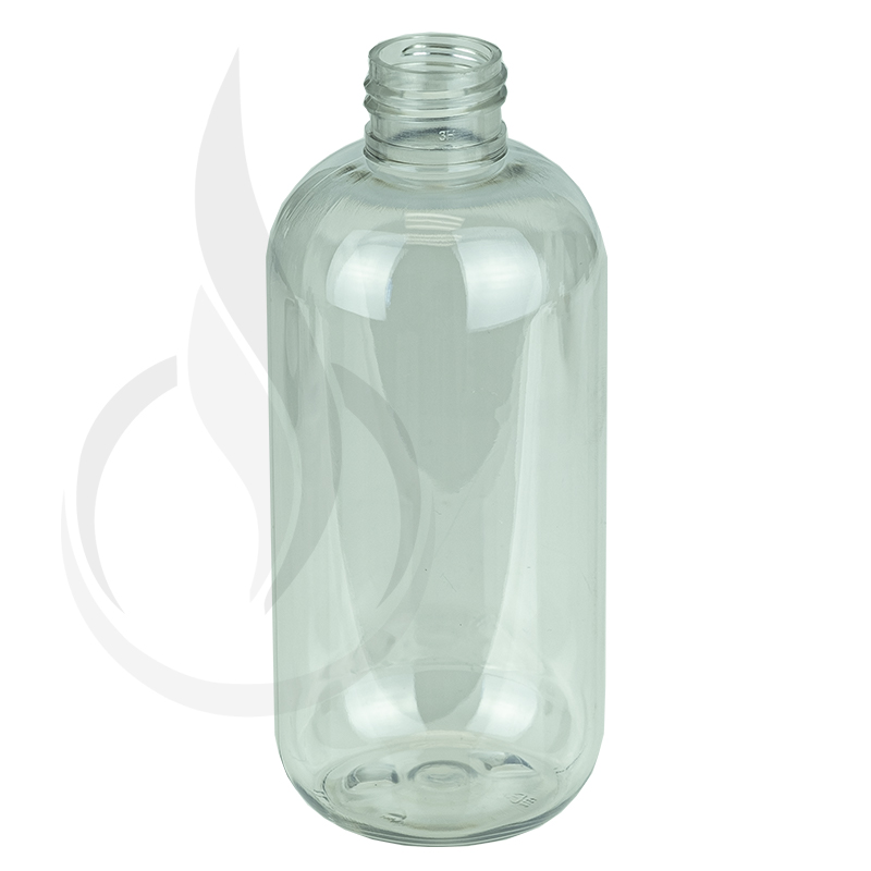 8oz Clear PET Plastic Boston Round Bottle 24-410