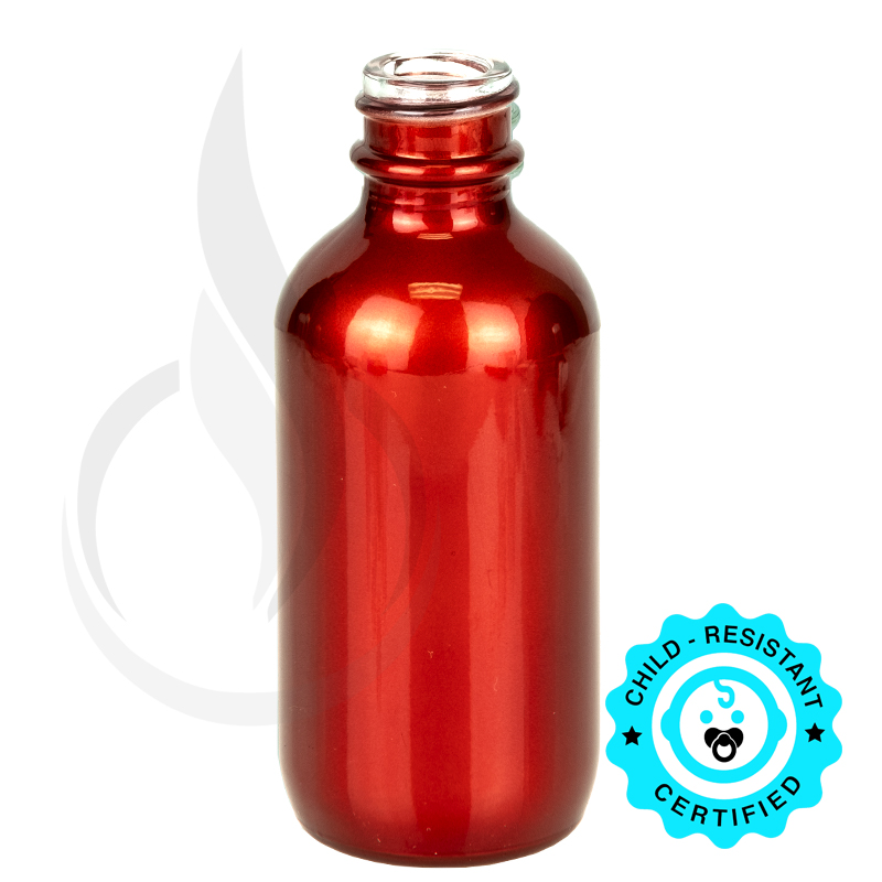 2oz Shiny Red Glass Bottle 20-400