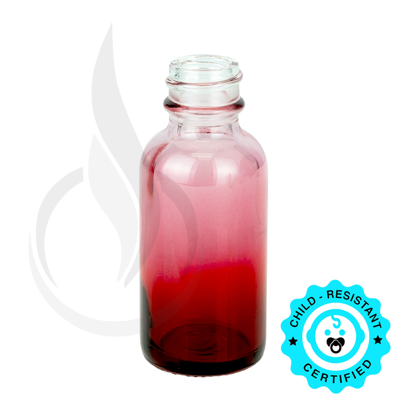 1oz Faded Red Glass Boston Round Bottle 20-400 (180/case)