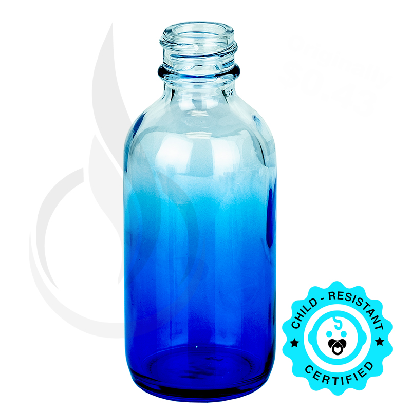 2oz Faded Blue Boston Round Glass Bottle 20-400