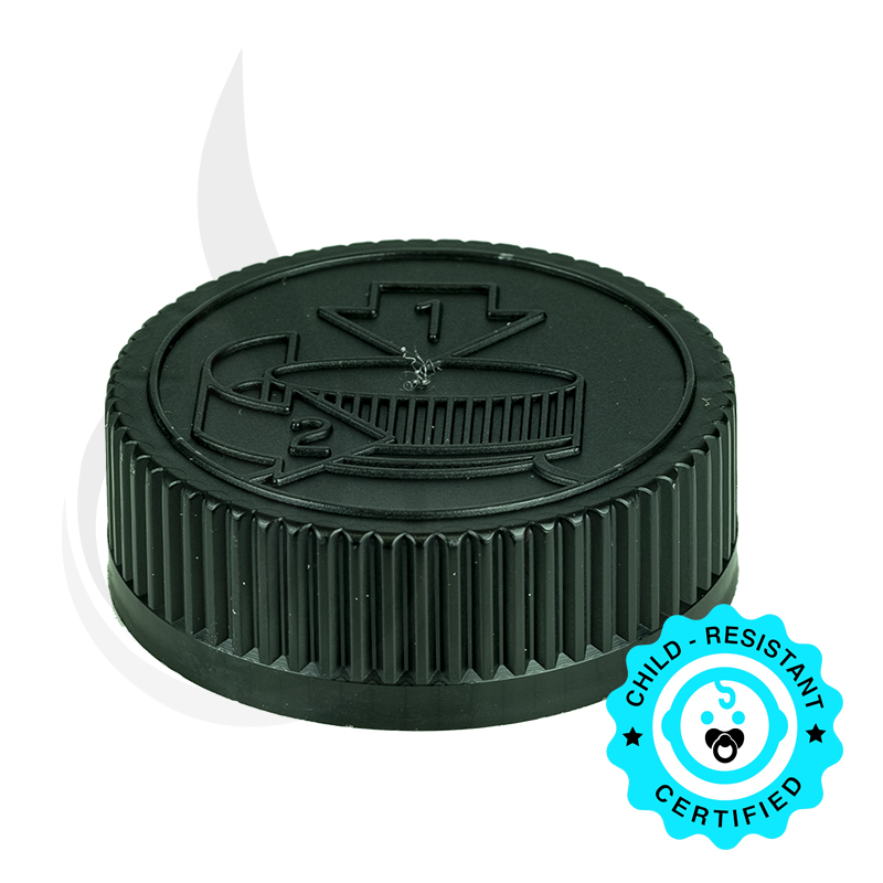 Black CRC (Child Resistant Closure) Cap 70-400 Universal HIS Liner HS035
