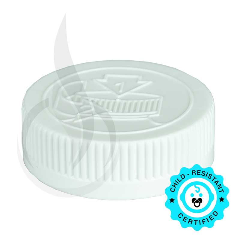 White CRC (Child Resistant Closure) Cap 45-400 Universal HIS Liner HS035