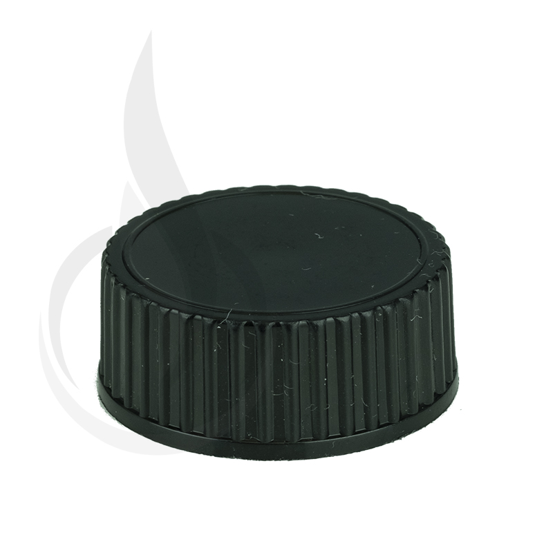 Black CT Closure Phenolic Lid Ribbed w/ Polycone Liner 20-400