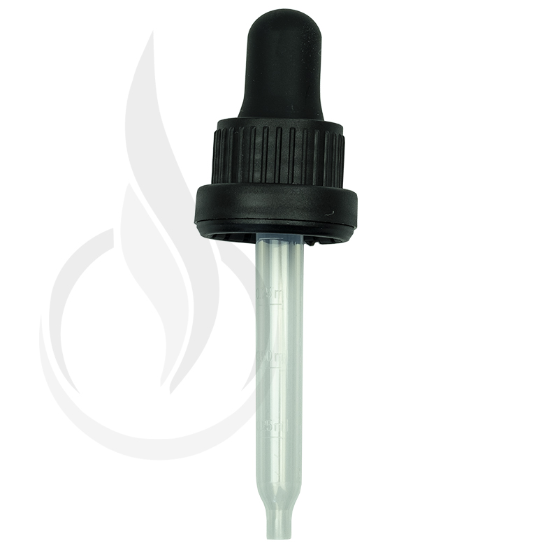 NON CRC + Tamper Evident with PP Plastic Pipette - Black - Markings - 77mm 18-415