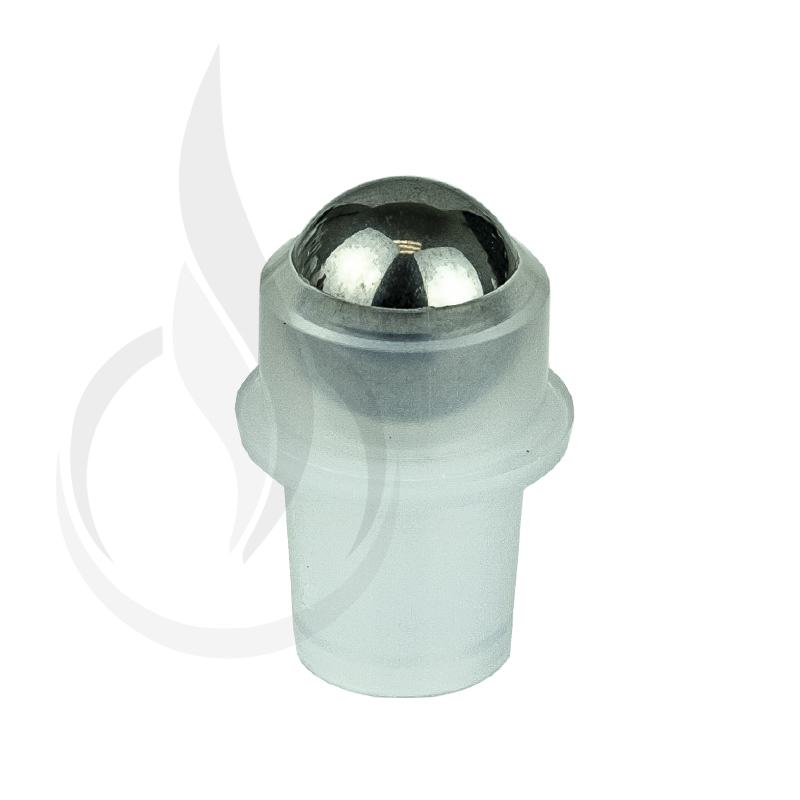 Stainless steel roller ball and natural colored holder for glass roll on bottle 16mm neck