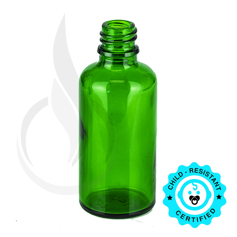 50ml Green Glass Euro Round Bottle 18-415