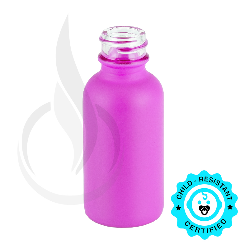 1oz Matte Pink Boston Round Bottle 20-400
