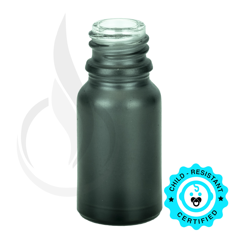 10ml Matte Black Euro Round Glass Bottle 18-415