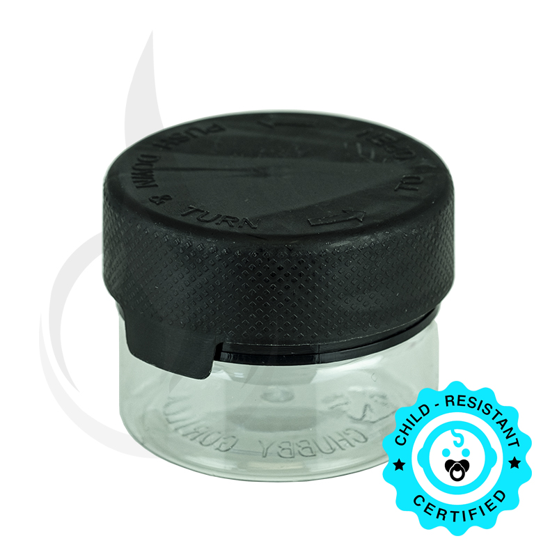 1oz PET Plastic Aviator Series by Chubby Gorilla TE/CRC Clear w/Solid Black Cap(500/case)