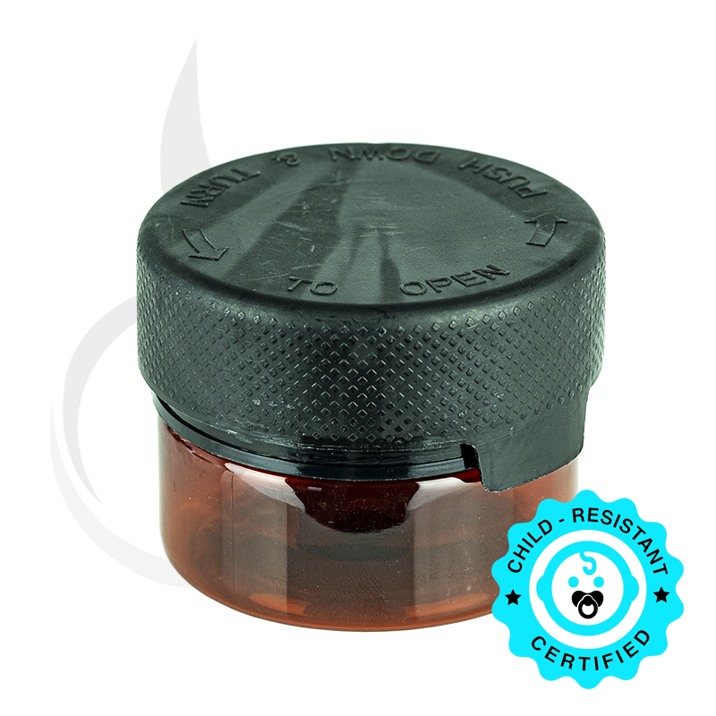 1oz PET Plastic Aviator Series by Chubby Gorilla TE/CRC Amber w/Solid Black Cap(500/case)