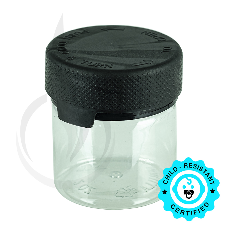 2oz PET Plastic Aviator Series by Chubby Gorilla TE/CRC Clear w/Solid Black Cap(500/case)