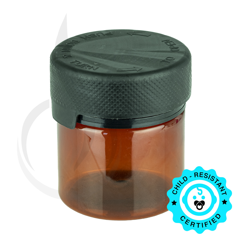 2oz PET Plastic Aviator Series by Chubby Gorilla TE/CRC Amber w/Solid Black Cap(500/case)