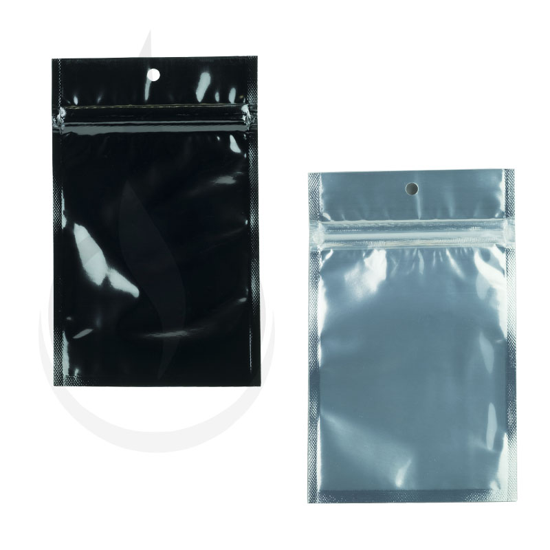 Hanging Zip Bag - Clear Front with Black Back - 3.625" x 5"