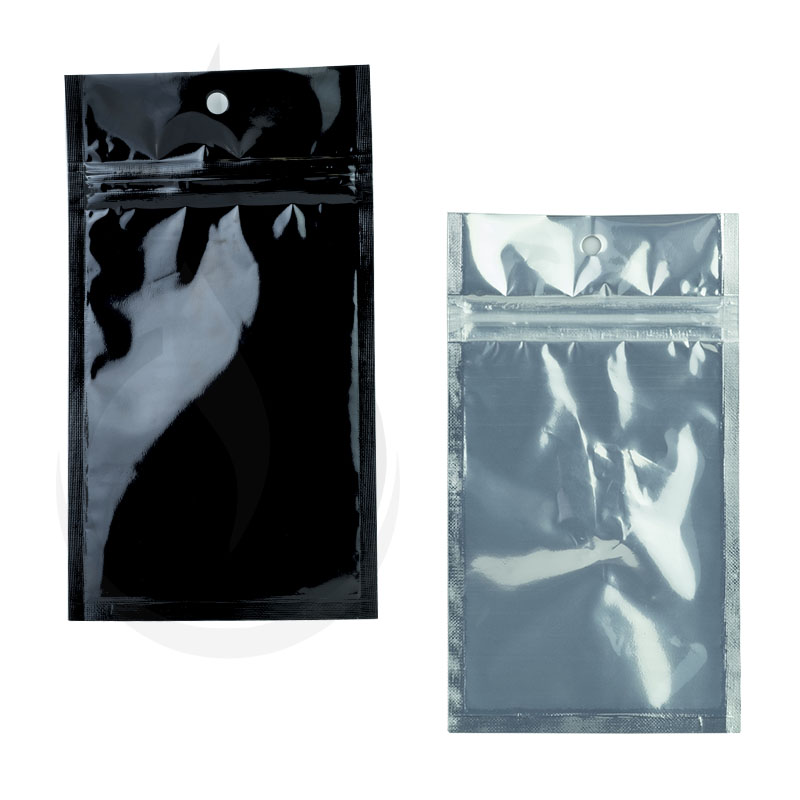 Hanging Zip Bag - Clear Front with Black Back - 3" x 4.5"