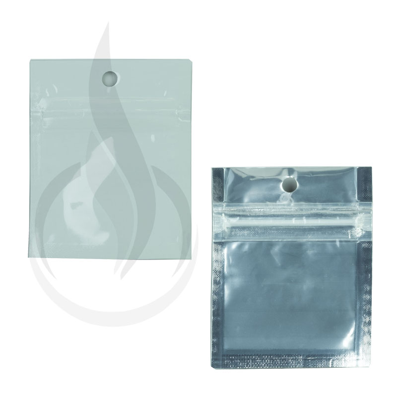Hanging Zip Bag - Clear Front with White Back - 2" x 2"