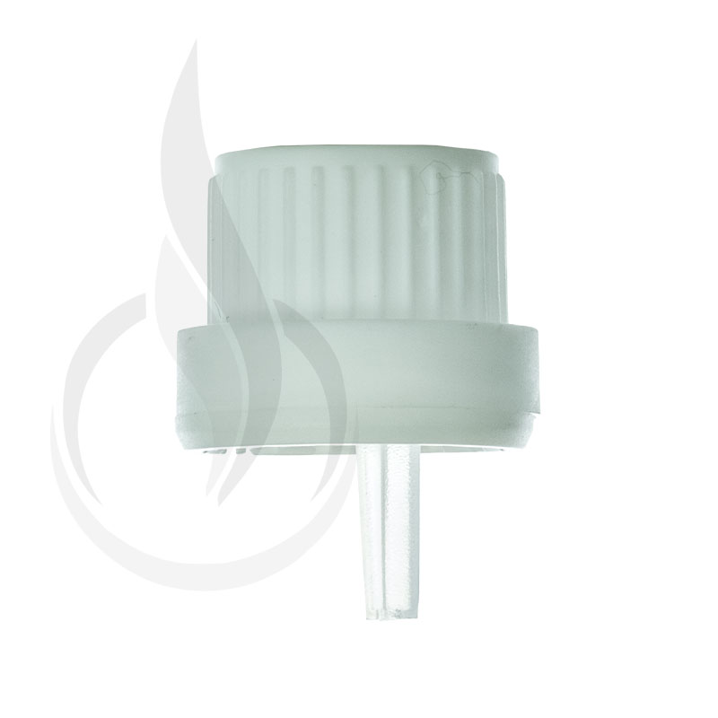 White 18mm Tamper Evident Dropper Cap with Inverted Dropper Tip(5000/cs)