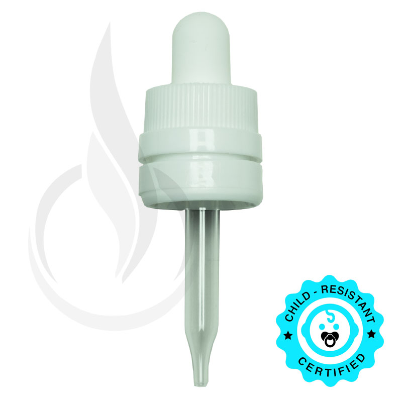 CRC/TE (Child Resistant Closure/Tamper Evident) Super Dropper - White - 58mm 18-415