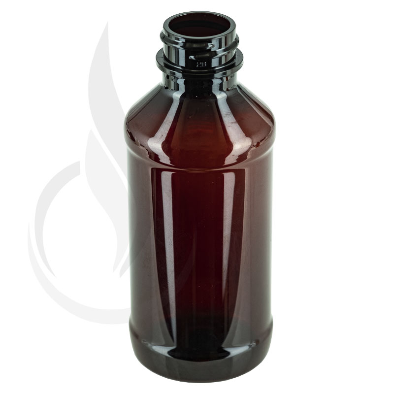 4oz PET Amber Modern Round Bottle 24-400(500/cs)