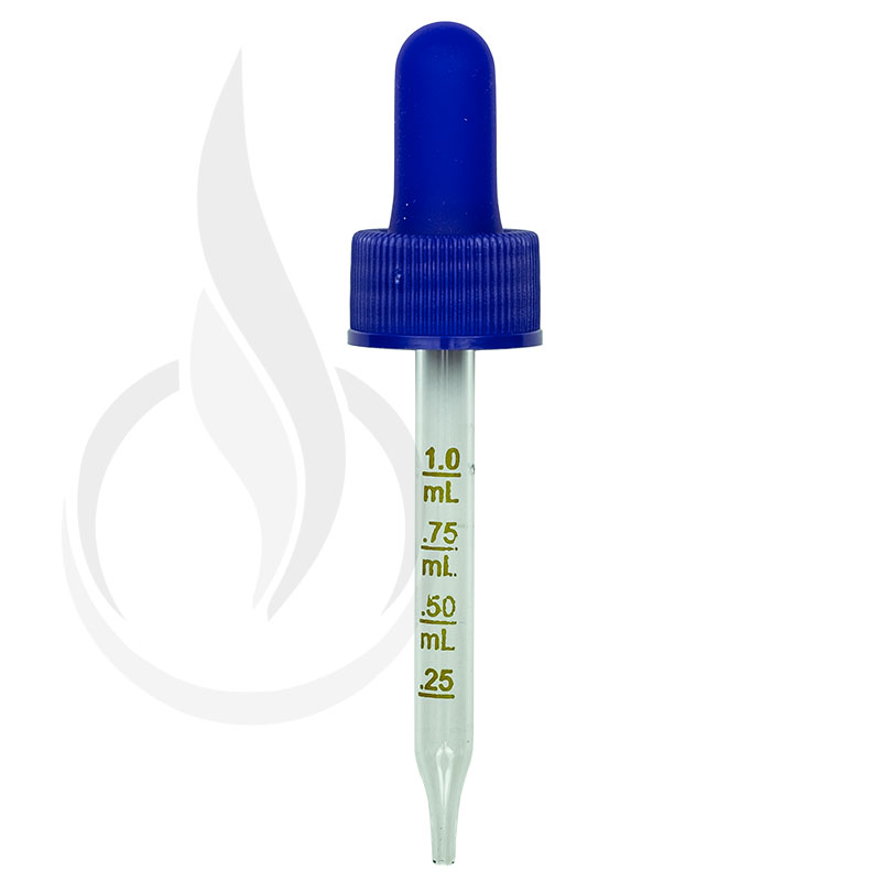 NON CRC (Child Resistant Closure) Dropper - BLUE with Measurement Markings on Pipette - 76mm 20-400