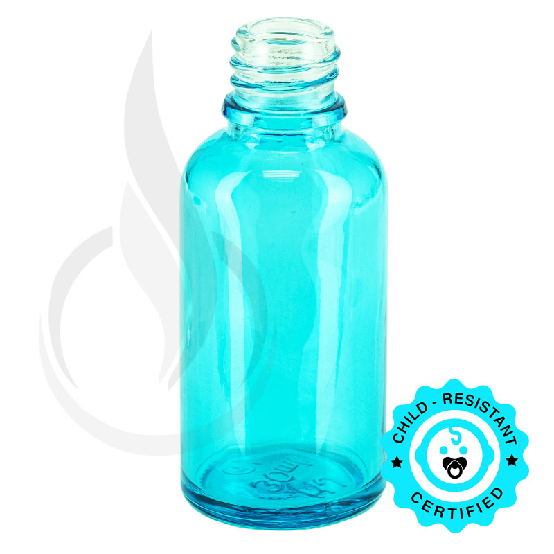 30ml Teal Blue Euro Round Glass Bottle 18-410