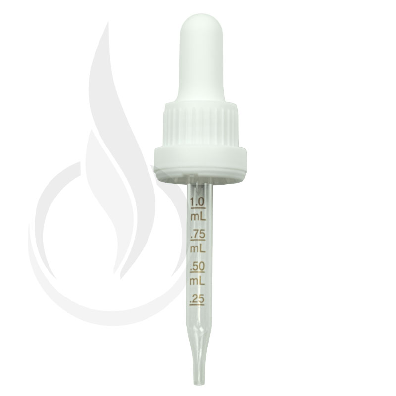 NON CRC + Tamper Evident Dropper - White with Measurement Markings on Pipette - 77mm 18-415