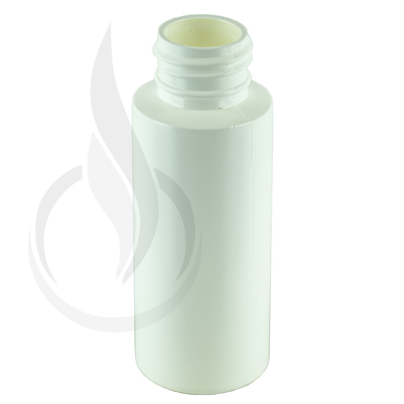 2oz White Cylinder HDPE Plastic Bottle 24-410