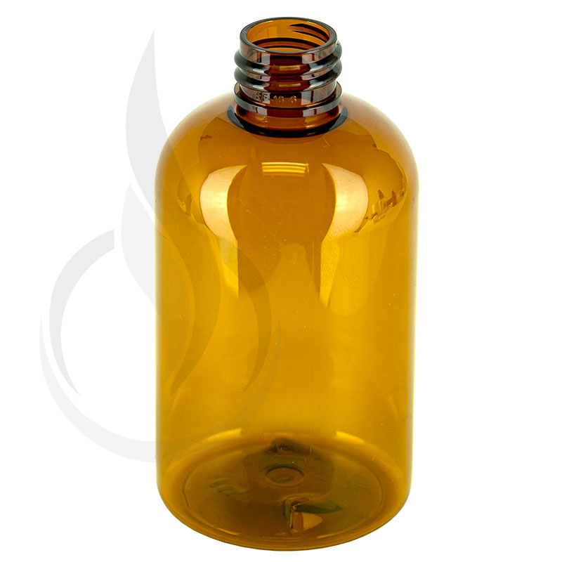 4oz Amber Boston Round PET Plastic Bottle 20-410(495/cs)