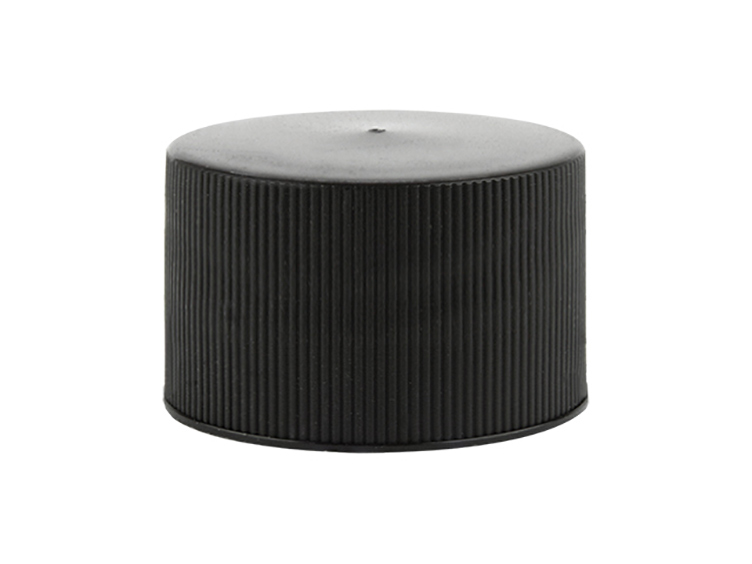 Non CRC Black 20-410 Fine Ribbed Skirt Lid with MRPLN01 PE Foam .035 PL No Glue - 6,800/case