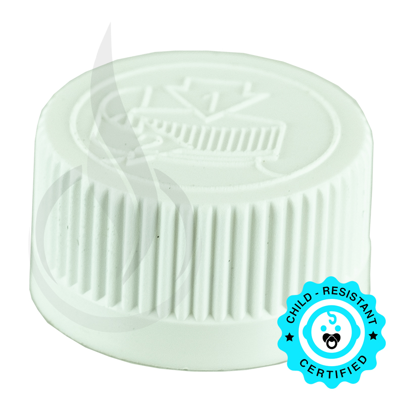 White CRC (Child Resistant Closure) Cap 24-400 HIS Liner