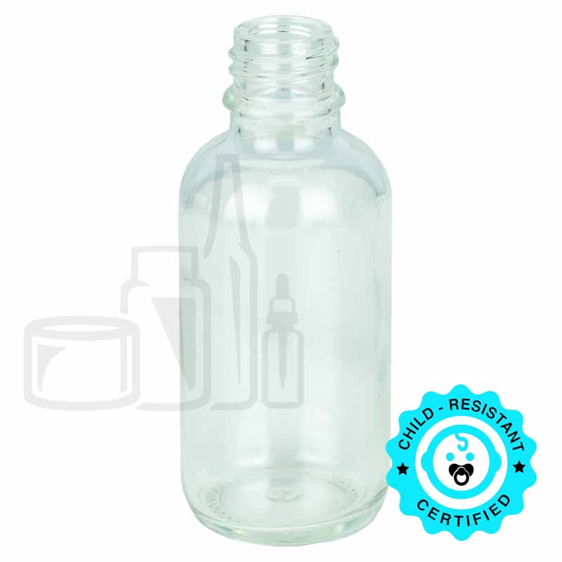 60ml Clear Glass Boston Round Hybrid Bottle 20-415