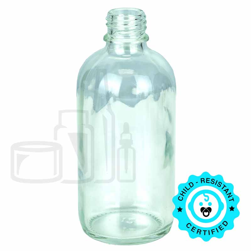 120ml Clear Glass Boston Round Hybrid Bottle 20-415(128/case)