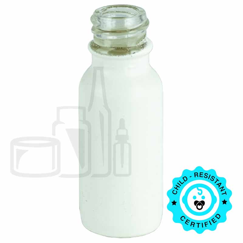 0.5oz Matte White Glass Boston Round Bottle 18-400(540/case)