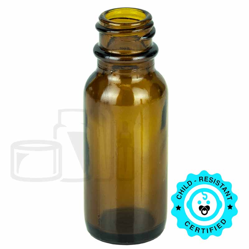 0.5oz Amber Glass Boston Round Bottle 18-400(540/case)