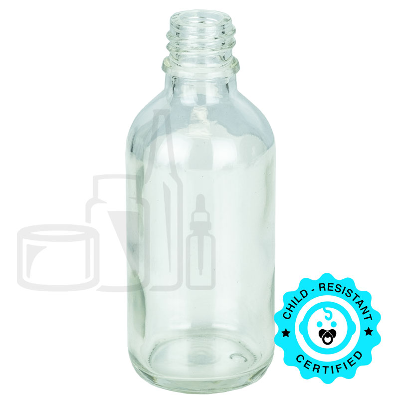 60ml Clear Glass Euro Round Bottle 18-415 - Liquid Bottles LLC