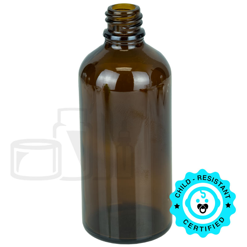 100ml Amber Glass Euro Round Bottle 18-415(140/case)