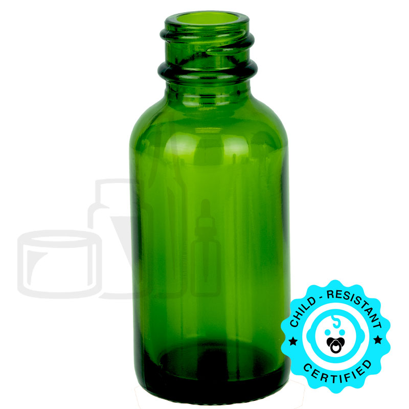 1oz Green Glass Boston Round Bottle 20-400(360/case)