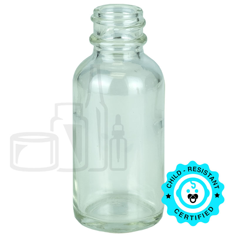 1 oz Clear Glass Boston Round Bottle 20-400 Neck Finish