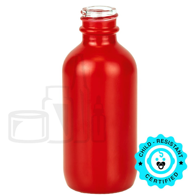 2oz Matte Red Boston Round Glass Bottle 20-400(240/case)
