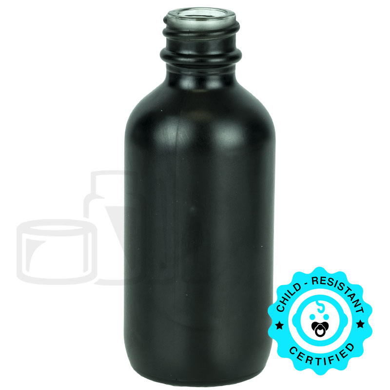 2oz Matte Black Boston Round Glass Bottle 20-400(240/case)