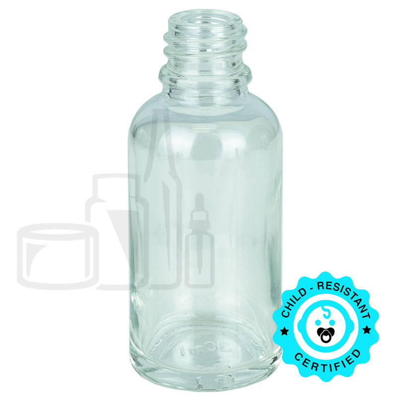 30ml Clear Glass Euro Round Bottle 18-415(330/case)