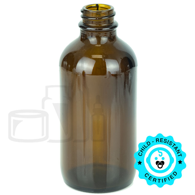 4oz Amber Glass Boston Round Bottle 22-400