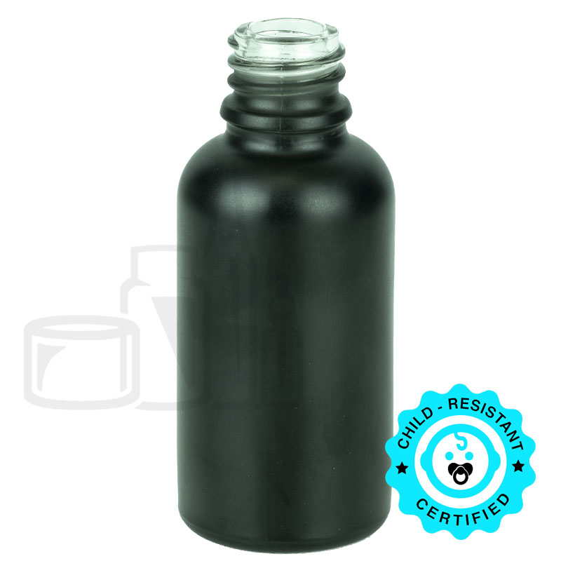 30ml Matte Black Euro Round Glass Bottle 18-415