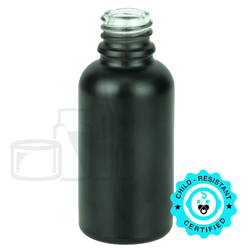 30ml Matte Black Glass Euro Round Bottle 18-415