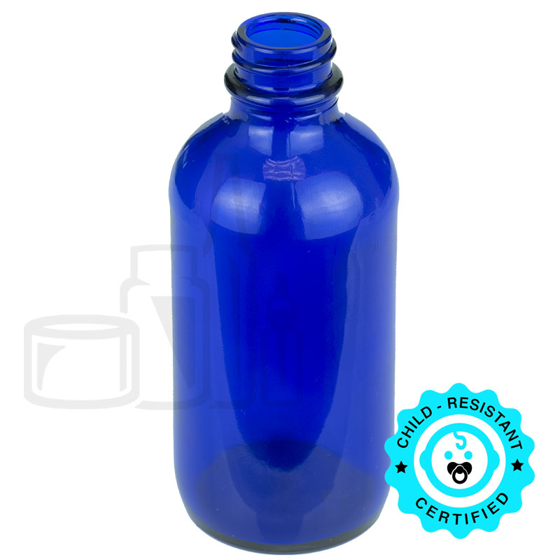 4oz Cobalt Blue Glass Boston Round Bottle 24-400(128/case)