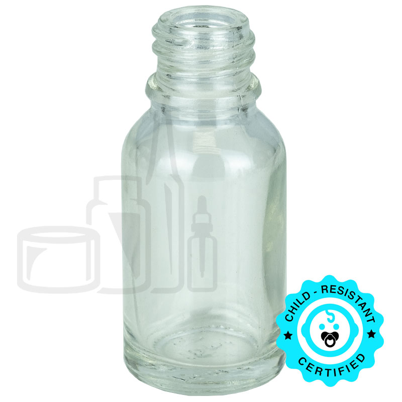 15ml Clear Glass Euro Bottle 18-415(300/case)
