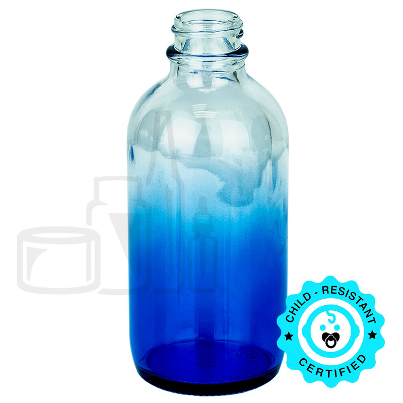 4oz Faded Blue Glass Boston Round Bottle 22-400(128/case)