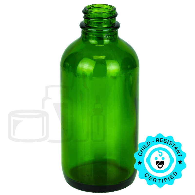 4oz Green Glass Boston Round Bottle 22-400(128/case)