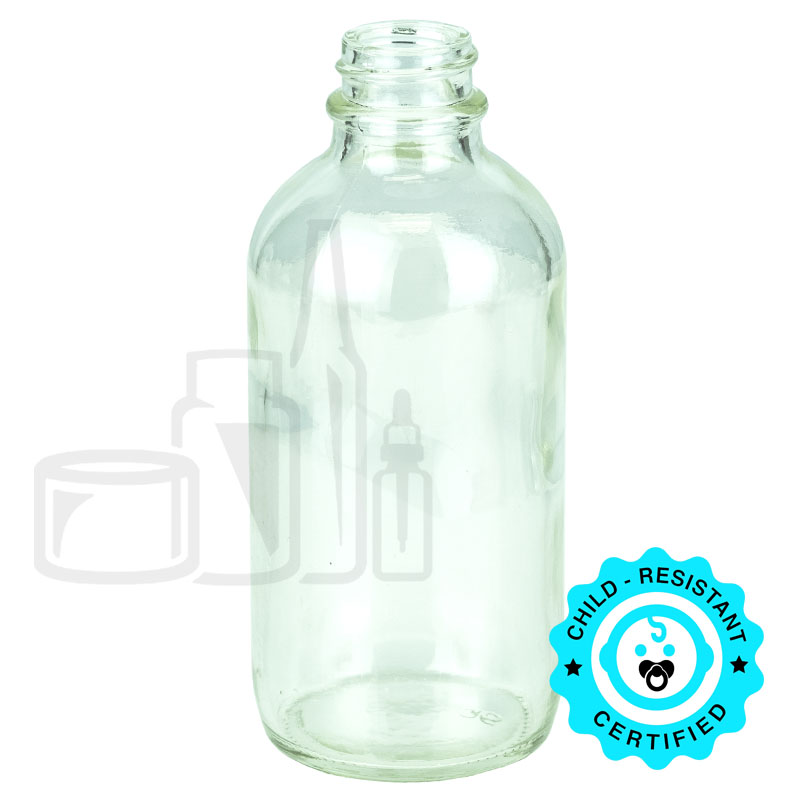 4oz Clear Glass Boston Round Bottle 22-400(128/case)